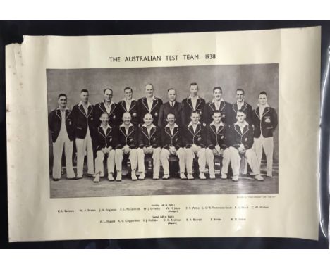 1938 Australian Test Team, News Chronical Photo print of the Team D G Bradman etc