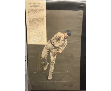 Middlesex 1905 colour print, John Thomas Hearne, he headed the bowling averages in 1891, 1896, 1898. Australia 1897 and South