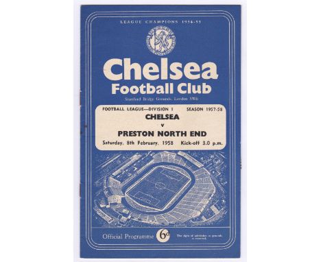 Chelsea v Preston North End 1958 February 8th Div. 1 horizontal &amp; vertical creases page 7 spoilt due to newspaper print (