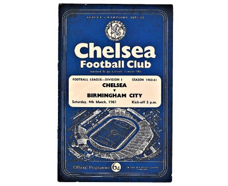 Chelsea v Birmingham City 1961 March 4th League light crease score &amp; team change in pen