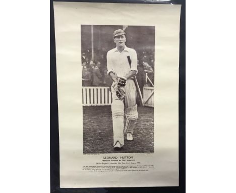 Len Hutton Aerographic Print published by "News Chronicle" Highest Score in Test Cricket 1938 on his way out to bat, with eve