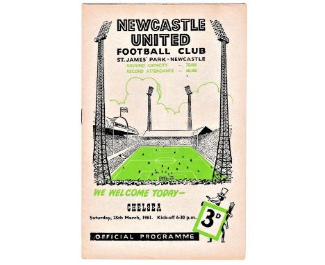 Newcastle United v Chelsea 1961 March 25th League light vertical crease