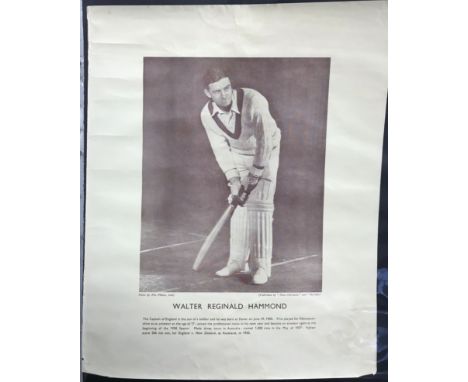Walter Hammond, A photographic print, published by "News Chronicle" with Hammond at the crease, he made 336 not out for Engla