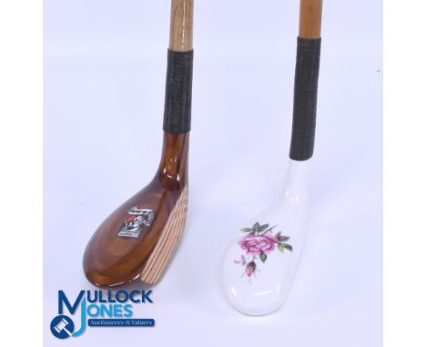 J B Halley Handmade Replica Putter Scotland Golf St Andrews with COA - number SA 8802, plus a ceramic fine bone china headed 