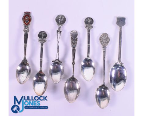 Interesting Collection of English Golf Club and Other Golfing Silver Teaspoons from 1916 onwards (7) including1933 presentati