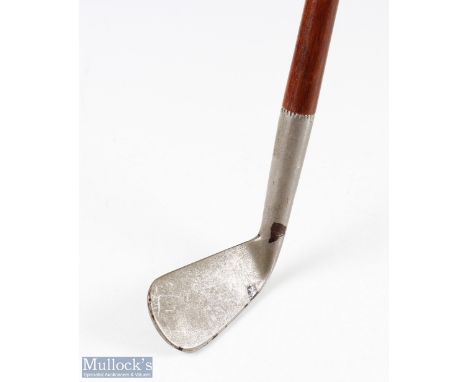 Sunday Golf smf Niblick Walking Stick with flanged sole and bulbous back, with a hickory shaft, metal tip, measures 35" lengt