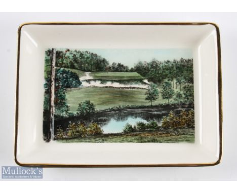Kimberton USA Ceramic Decorative Golf Wall Plate Dish - featuring Pine Valley New Jersey Golf Course - with hand coloured tra
