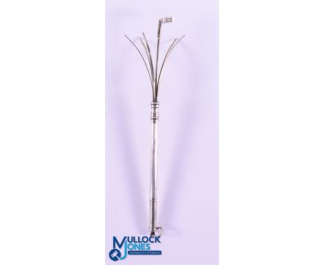 Sterling Stamped Golf Club Cocktail Twizzle Stick - stamped Sterling and Prov. Pat 838138 - c/w sliding ring and suspension r
