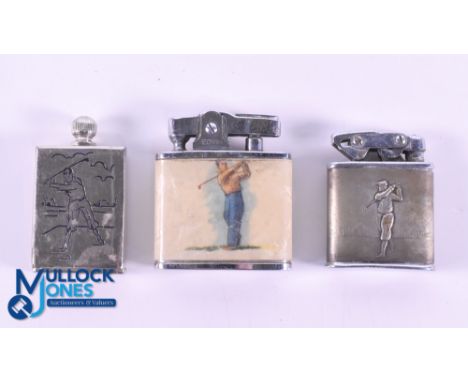 Collection of Various Golfing Cigarette Lighters (3) to incl The Match King Chicago USA Pat No.1935486-1937 -249 c/w removabl