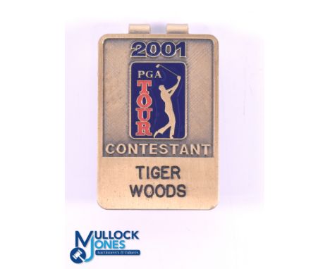 Rare Tiger Woods 2001 PGA Tour Contestant Enamel Money Clip - with Tiger Woods completing his Grand Slam winning his fourth c