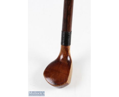 Fine Sunday Golfing Walking Stick with socket head wood handle with lead central back weight, overall 33" length approx., in 
