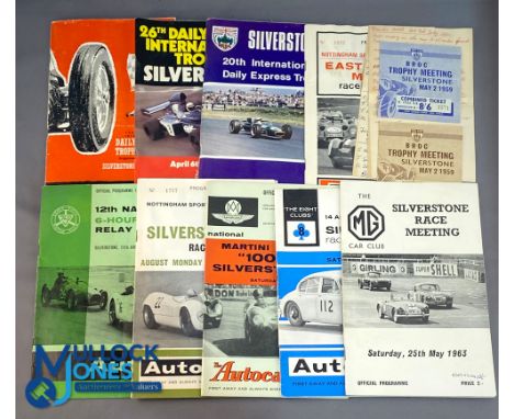 1958-1974 Silverstone Motor Sport Programmes and Tickets: to include a 1958 Daily Express trophy with ticket taped inside, 2x