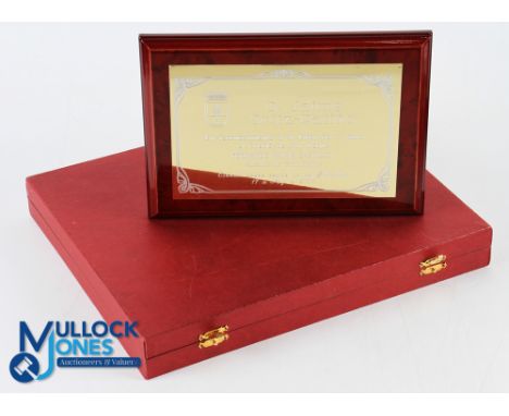 2x Commemorative Engraved Plaques both to D Jaime Ortiz-Patino the first dated May 1994 following the successful application 