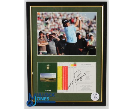 Berhard Langer 2006 Royal Liverpool Open Golf Championship Signed Display comprising signed 2006 Open Souvenir Score card and