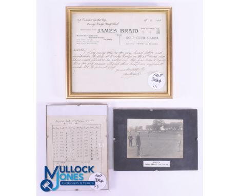 James Braid Collection of 1920/40s Photograph and Ephemera (3) to incl an original photograph of both James Braid and J H Tay