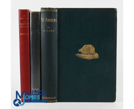 3 Period St Andrews Golf Books - 1893 St Andrews by Andrew Lang with illustrations by T Hodge - blue cloth boards in good con