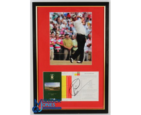 Migel Angel Jimenez 2006 Royal Liverpool Open Golf Championship Signed Display comprising signed 2006 Open Souvenir Score car