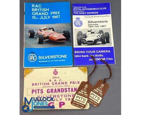 1967 &amp; 1969 Motor Sport F1 British Grand Prix Silverstone Programmes - the 1967 comes with 2 pits grandstand tickets, car