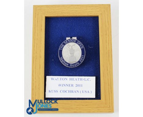 2011 Walton Heath Official Senior Open Golf Championship Enamel Money Clip - won by Russ Cochran (USA) - in a wooden picture 