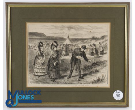 Early Westward Ho! Ladies Golf Club original lithograph late 19thc - depicting a lady's golf championship playing with player