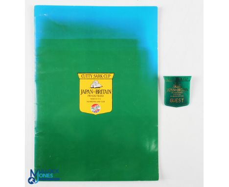 Scarce 1975 Japan v Britain Pro Golf Match Signed Programme, Guest Badge  and Newspaper Cutting (3) played at the Sagamihara 