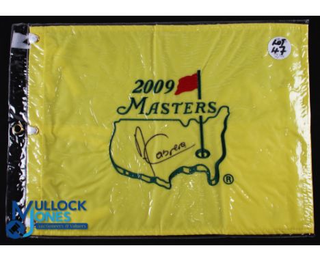 Angel Cabrera 2009 Masters Golf Champion Signed Pin Flag - official souvenir embroidered pin flag signed by Angel Cabrera his