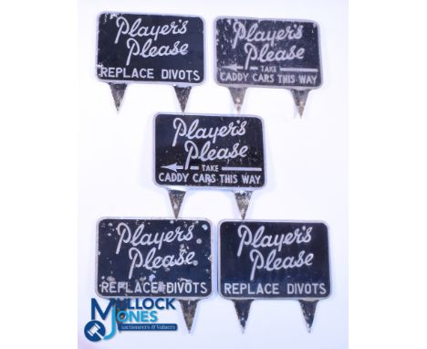 Collection of Golf Club Alloy Tin Plate Golf Course Signs (5) - to incl 2x "Players Please Take Caddy Cars This Way" and 3x "