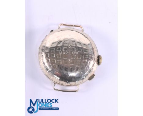 Dunlop Square Mesh 9ct Gold Golf ball pocket watch with "Dunlop No 3" to the front panel with front and back hinged panels to