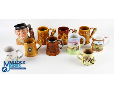 Golf Ceramic Themed Mug/Tankards - good-looking collection of 10 assorted mugs with a character toby jug of Royal Doulton D66