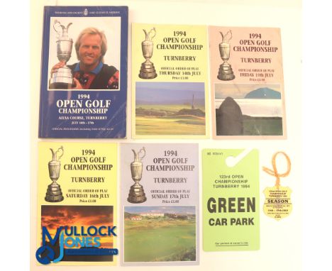 Autographs - Multi-signed 1994 Open Golf Championship Programme Turnberry with Order of Play Sheets Thursday to Sunday, seaso