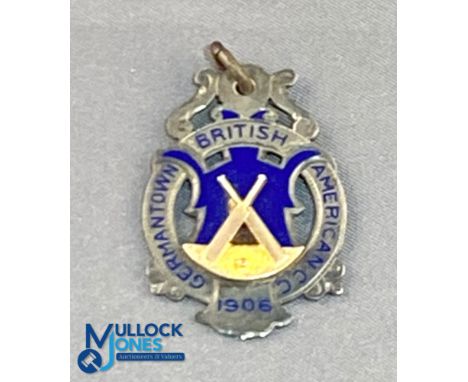 1906 USA Germantown Britian American Cricket Club Enamel Fob - awarded to Frank Harrison 2nd Batting prize 2nd eleven - a goo