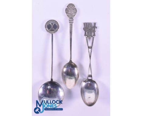 Interesting Collection of English Golf Club Silver Teaspoons and Wine sampler - to incl Folkestone Golf Club Wine Sampler hal