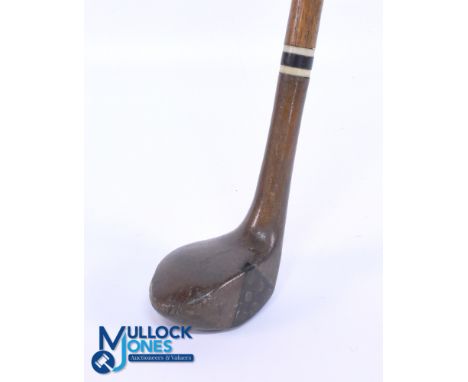 Interesting Early Sunday Golf Walking Stick fitted with persimmon socket head curved sole wood handle - triangular central fa