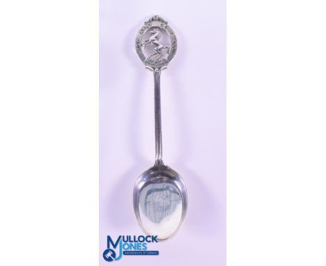 Fine 1924 West Kent Golf Club Silver Golfing Wine Tasting Spoon - c/w the Kent Rearing Horse Finial mounted on pair of longno