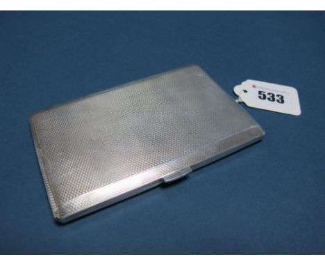 A Hallmarked Silver Cigarette Case, FF, Birmingham 1961, of rectangular form, allover engine turned, 185grams. 