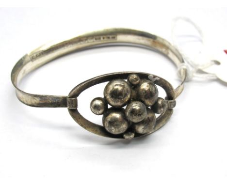 Erik Granite & Co; A Modernist Bangle, of openwork geometric design, stamped "E.Granite&Co" "925H" "S7" "Made In Finland". 