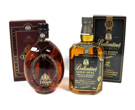 Whisky - Dimple Fine Old Original De Luxe Scotch Whisky, 1 litre, 43% Vol., boxed; Ballantine's Gold Seal Special Reserve Sco