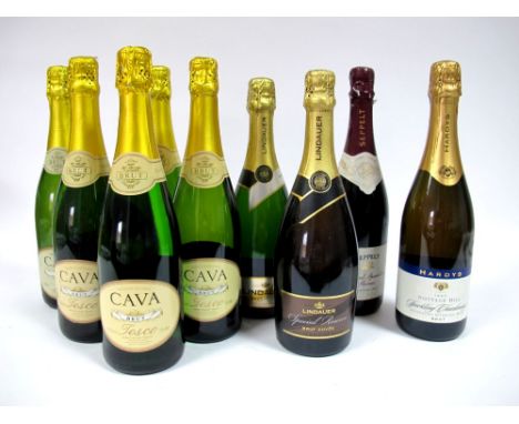 Wine - Cave Brut for Tesco, 75cl, 11.5% Vol., (five bottles); Lindauer Brut Cuvee and Special Reserve, two bottles, 750ml, 12