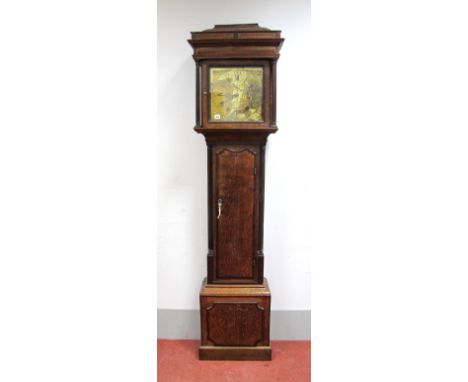 An XVIII Century Thirty Hour Longcase Clock, the brass dial with two subsidiary dials and Roman numerals, engraved and inscri