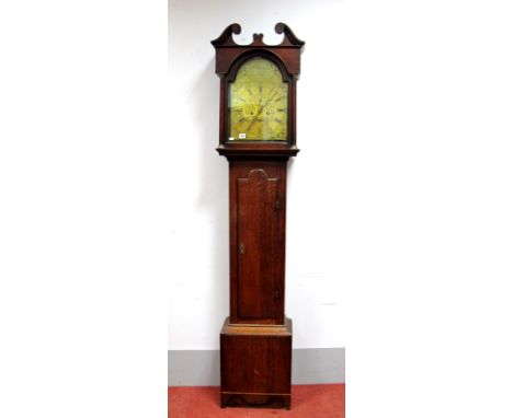 A Late XVIII Century Oak Eight-Day Longcase Clock,  the brass dial signed "William Rutherford, Hawick" with foliate engraved 