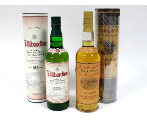 Whisky - Tullibardine Single Highland Malt Scotch Whisky Aged 10 Years, 70cl, 40% Vol. boxed; Glenmorangie Single Highland Ma