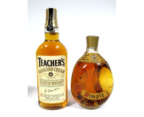 Whisky - John Haig & Co. Ltd. Dimple Old Blended Scotch Whisky, 26 2/3 Fl.ozs, 70% Vol.; Teacher's Highland Cream Old Scotch 