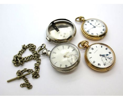 A Hallmarked Silver Cased Pair Case Pocketwatch, the dial with black Roman numerals and seconds subsidiary dial, the movement