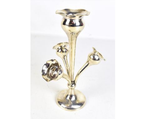JOSEPH GLOSTER LTD; a George V hallmarked silver epergne with tall central branch flanked by three smaller branches, with eng