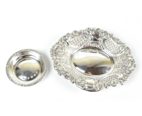 A TAITE &amp; SONS LTD; an Elizabeth II hallmarked silver bonbon dish with repoussé detail of swags and flowers, London 1956,
