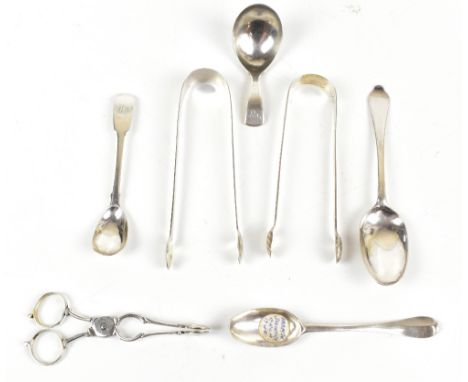 JOSIAH SNATT; a George III hallmarked silver caddy spoon of plain form,with engraved initials 'SSM' to the handle, and furthe