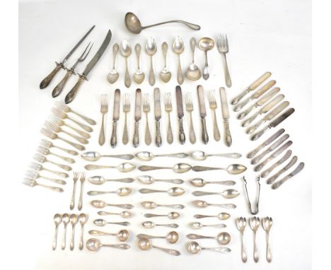 BLACK, STARR &amp; FROST; an American part six-setting sterling silver and silver handled dinner service, with bright cut fol