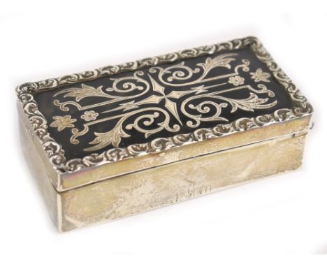 WALKER &amp; HALL; an Edwardian hallmarked silver and inlaid tortoiseshell trinket box of rectangular form, the hinged lid en