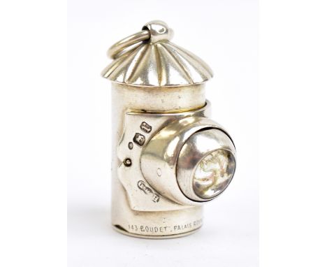 HENRY WILLIAM DEE; a Victorian hallmarked silver novelty vinaigrette in the form of a bullseye lantern, with loop handle and 