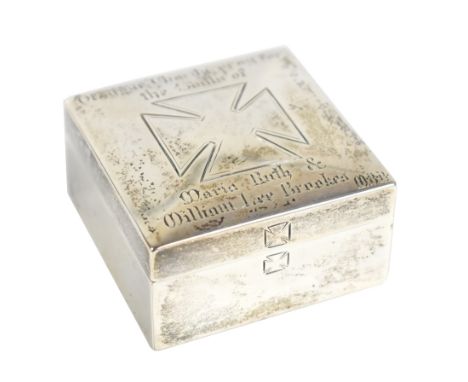 THOMAS PRATT &amp; SONS; a late Victorian hallmarked silver communion wafer box, inscribed to the lid 'Of your charity pray f